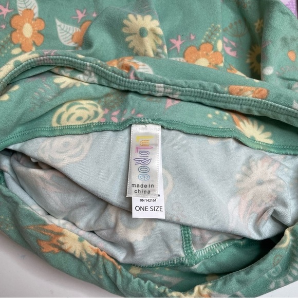 LuLaRoe Leggings OS One Size Set of 3 Light Green Floral, Purple, Pink Geometric - Picture 2 of 7